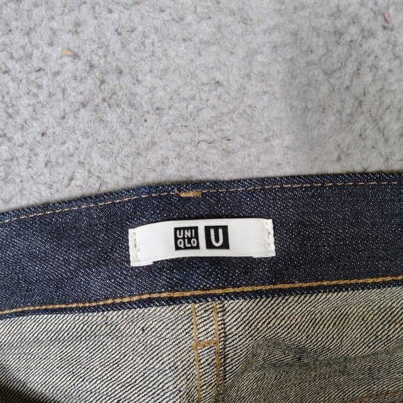 Uniqlo U Jeans Mens 36 Blue Denim Dark Wash Straight Leg High-Rise Casual - Picture 8 of 10